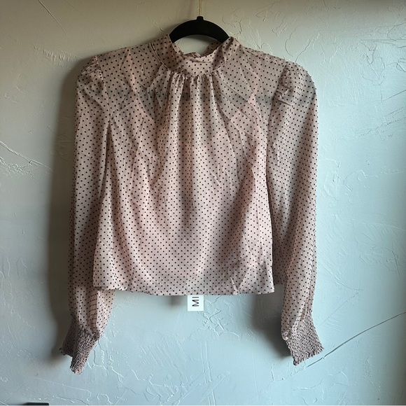 NWT MINKPINK Be Someone Top Blush with Black Polka Dots and Tie Back Neck Sz XS - Picture 4 of 13